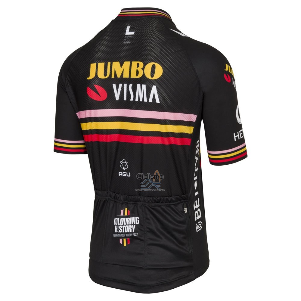 Jumbo Visma Ropa Ciclismo Culotte Corto 2023 Hombre Mangas Cortas AMarillo Negro